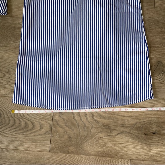 Mango Blue & White A-Line Cold Shoulder Dress - Picture 7 of 8